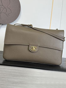 CC grained calfskin maxi flap bag AS6233 dark khaki