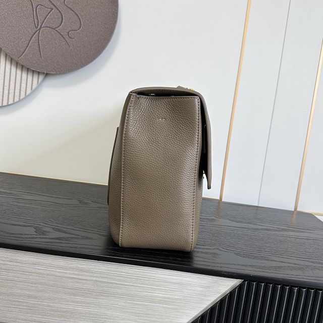 CC grained calfskin maxi flap bag AS6233 dark khaki