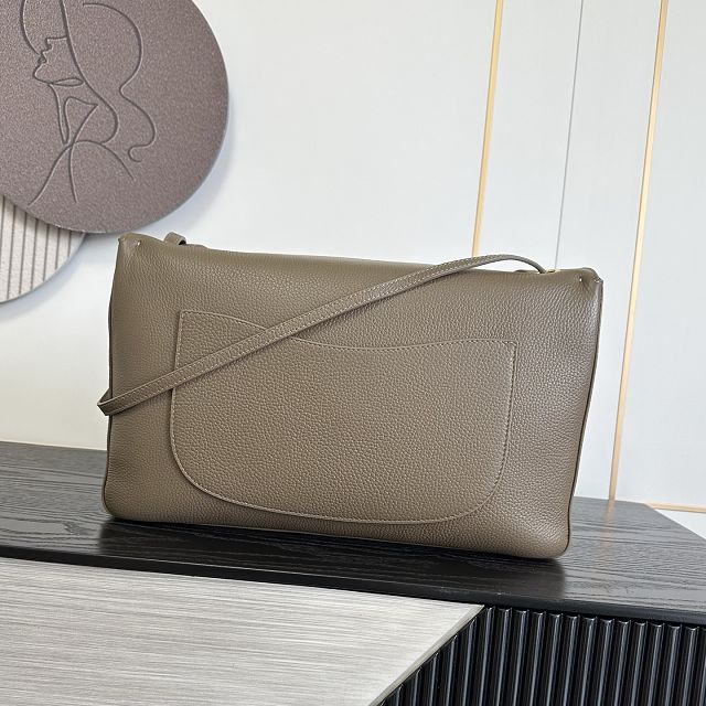 CC grained calfskin maxi flap bag AS6233 dark khaki