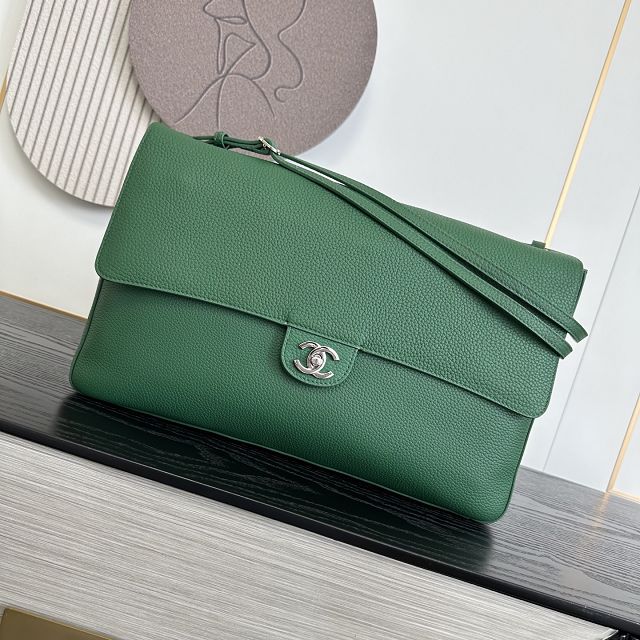 CC grained calfskin maxi flap bag AS6233 green