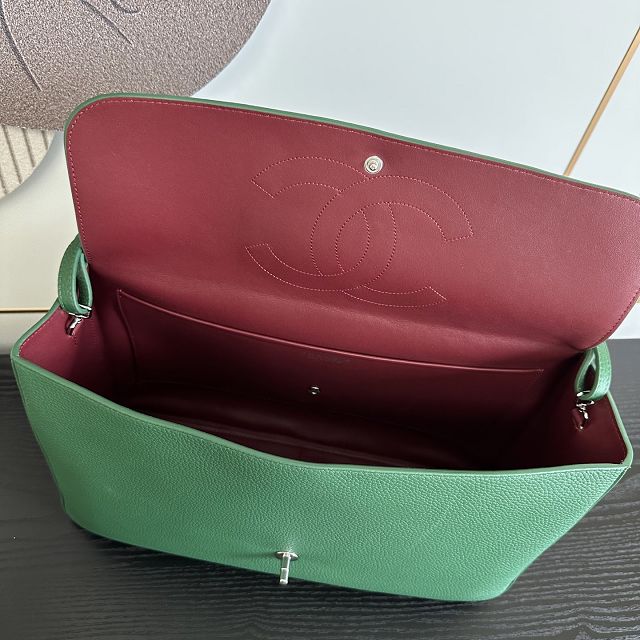 CC grained calfskin maxi flap bag AS6233 green