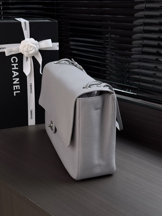 CC grained calfskin maxi flap bag AS6233 light blue