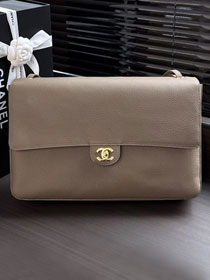 CC grained calfskin maxi flap bag AS6233 grey