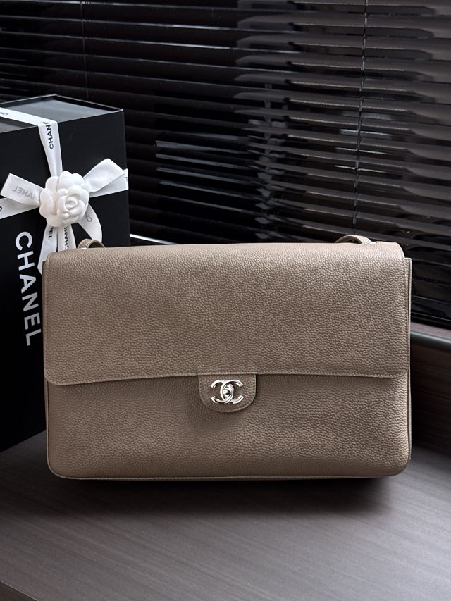 CC grained calfskin maxi flap bag AS6233 grey