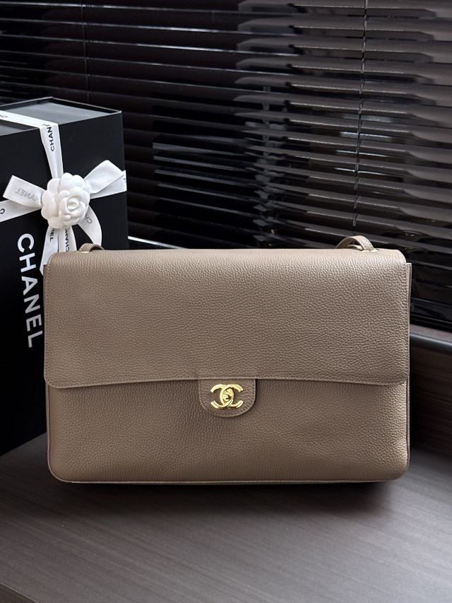 CC grained calfskin maxi flap bag AS6233 grey