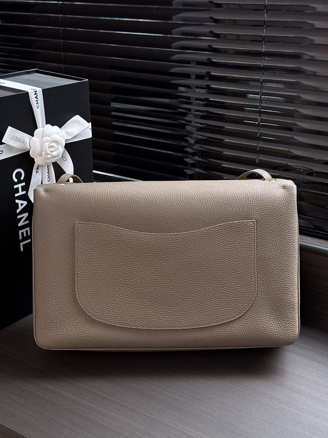 CC grained calfskin maxi flap bag AS6233 grey