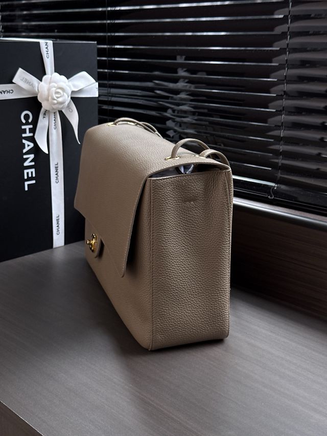 CC grained calfskin maxi flap bag AS6233 grey