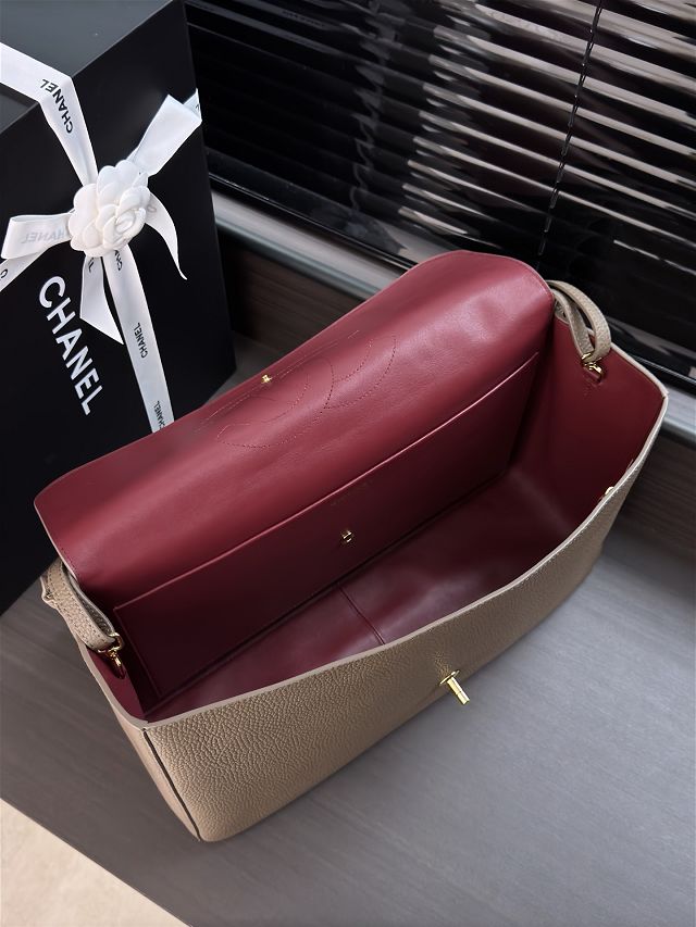CC grained calfskin maxi flap bag AS6233 grey
