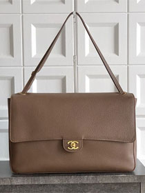 CC grained calfskin maxi flap bag AS6233 light brown