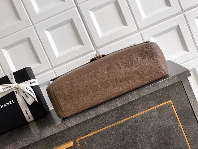 CC grained calfskin maxi flap bag AS6233 light brown