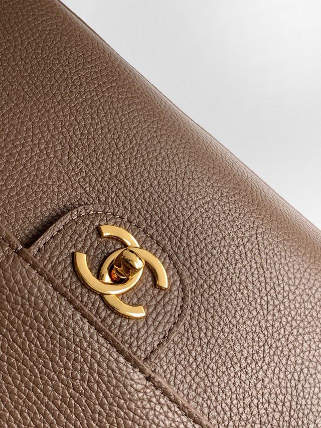 CC grained calfskin maxi flap bag AS6233 light brown