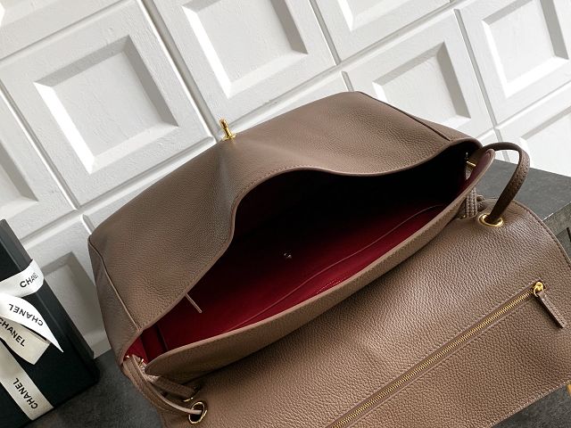 CC grained calfskin maxi flap bag AS6233 light brown