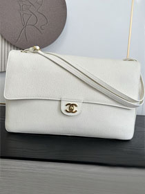 CC grained calfskin maxi flap bag AS6233 white