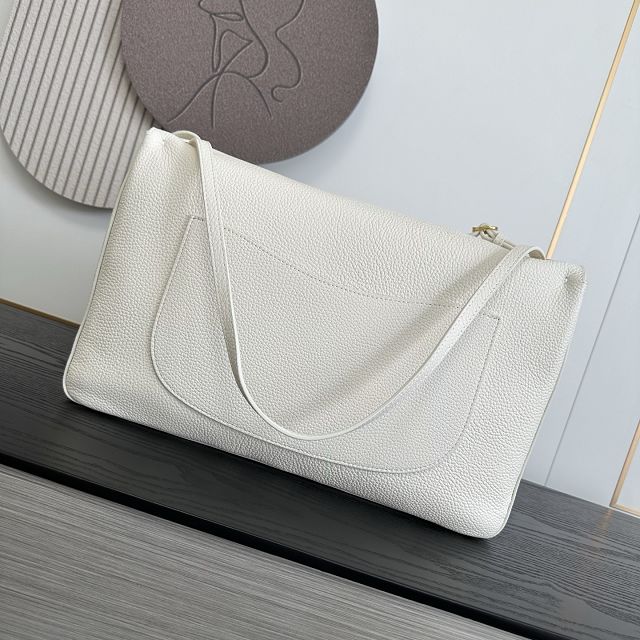CC grained calfskin maxi flap bag AS6233 white