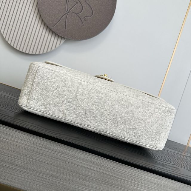 CC grained calfskin maxi flap bag AS6233 white