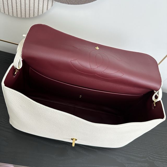 CC grained calfskin maxi flap bag AS6233 white