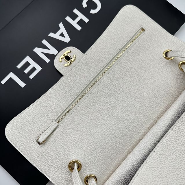 CC grained calfskin maxi flap bag AS6233 white