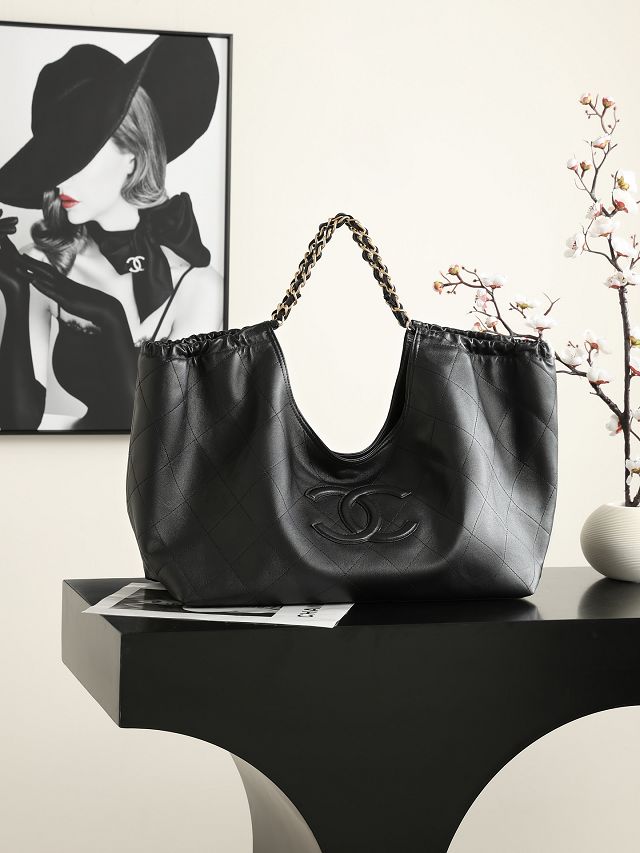 CC lambskin large shopping bag AS6475 black