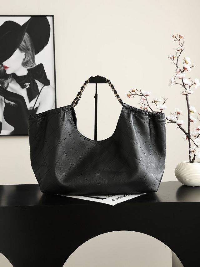 CC lambskin large shopping bag AS6475 black