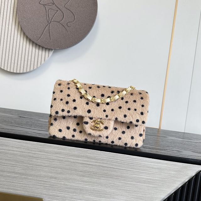 CC lambskin mini flap bag AS6514 beige