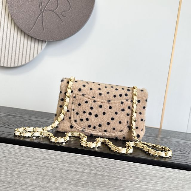 CC lambskin mini flap bag AS6514 beige