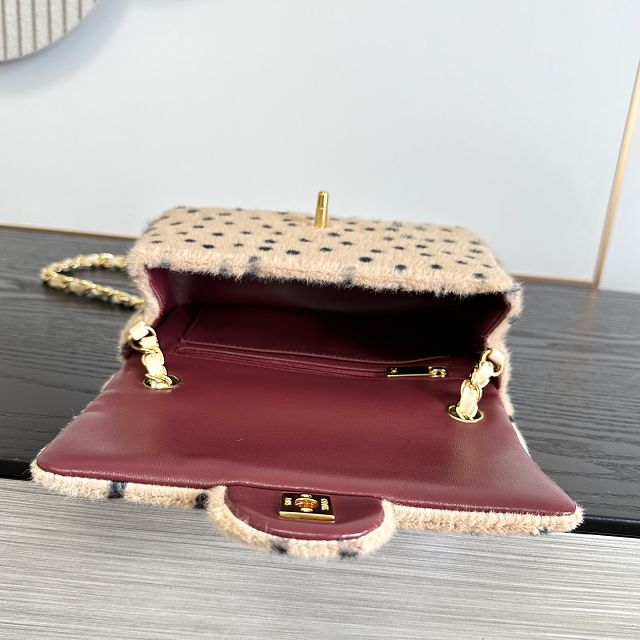CC lambskin mini flap bag AS6514 beige