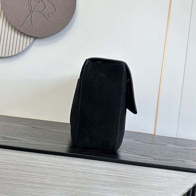 CC suede calfskin maxi flap bag AS6234 black