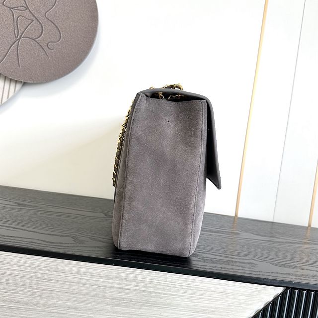 CC suede calfskin maxi flap bag AS6234 grey