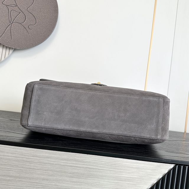 CC suede calfskin maxi flap bag AS6234 grey