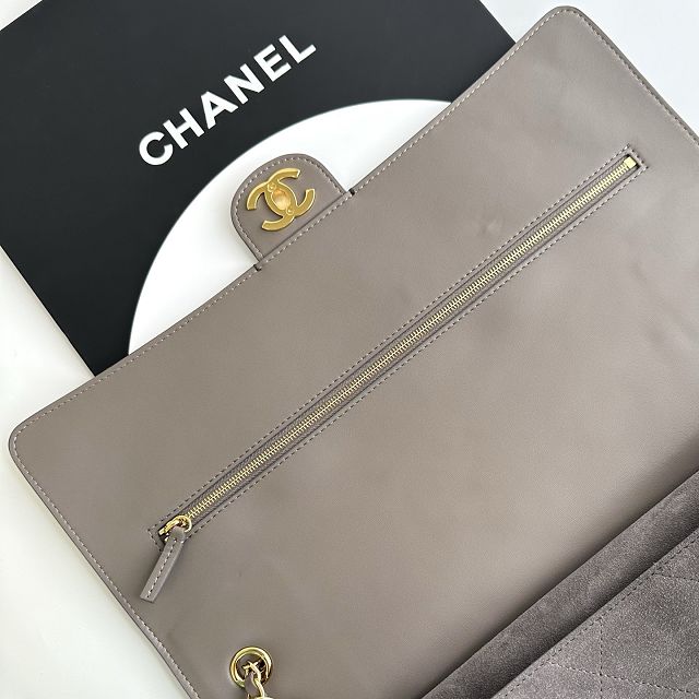 CC suede calfskin maxi flap bag AS6234 grey