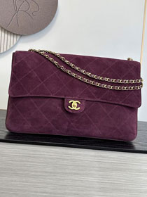 CC suede calfskin maxi flap bag AS6234 purple