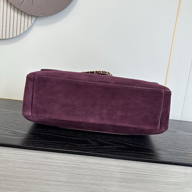 CC suede calfskin maxi flap bag AS6234 purple