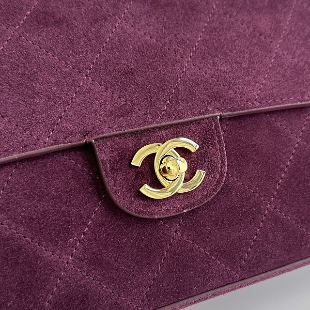 CC suede calfskin maxi flap bag AS6234 purple