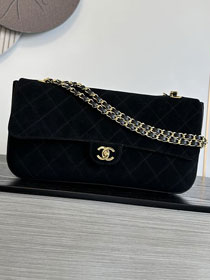CC suede calfskin maxi flap bag AS6281 black 