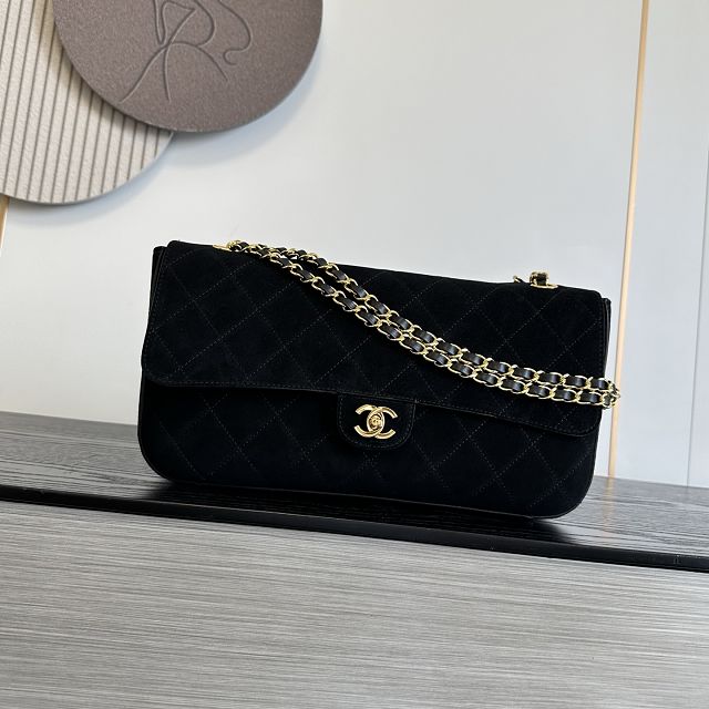 CC suede calfskin maxi flap bag AS6281 black 