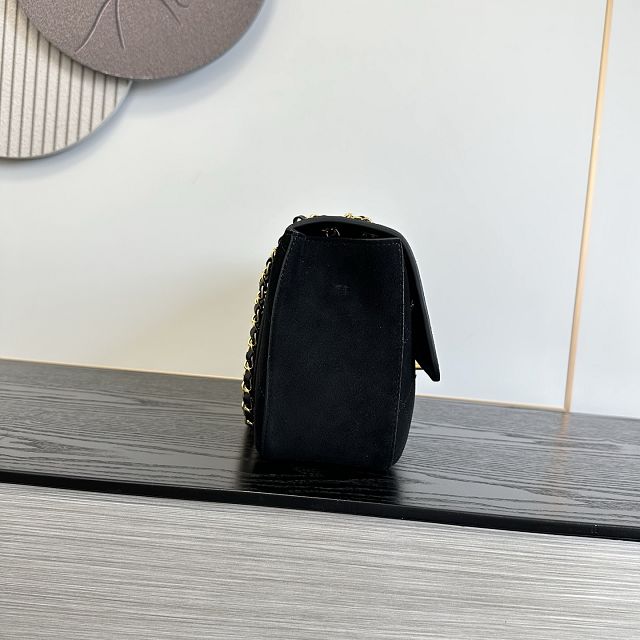 CC suede calfskin maxi flap bag AS6281 black 