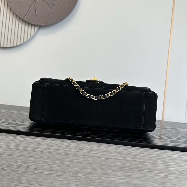 CC suede calfskin maxi flap bag AS6281 black 