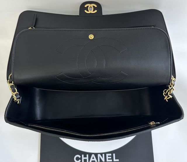 CC suede calfskin maxi flap bag AS6281 black 