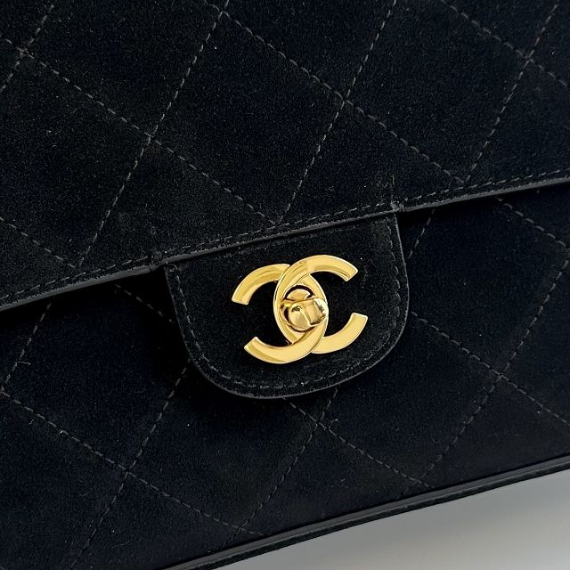 CC suede calfskin maxi flap bag AS6281 black 