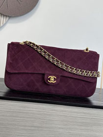 CC suede calfskin maxi flap bag AS6281 purple