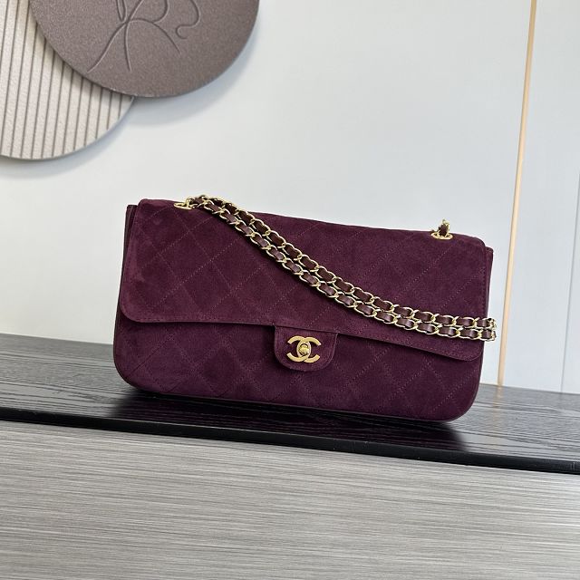 CC suede calfskin maxi flap bag AS6281 purple