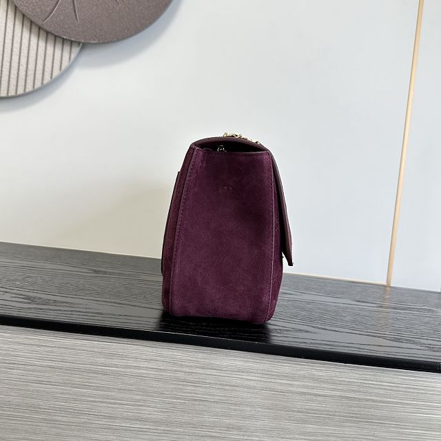 CC suede calfskin maxi flap bag AS6281 purple