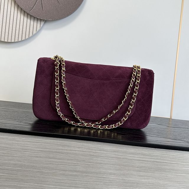 CC suede calfskin maxi flap bag AS6281 purple