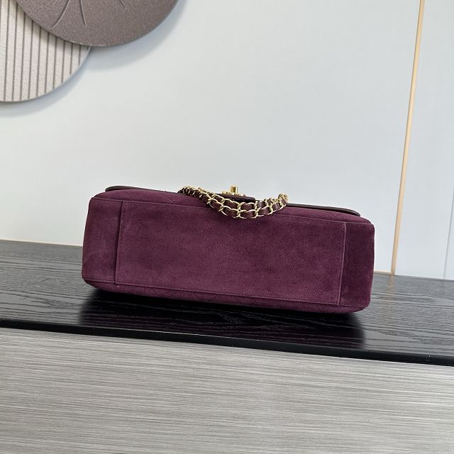CC suede calfskin maxi flap bag AS6281 purple