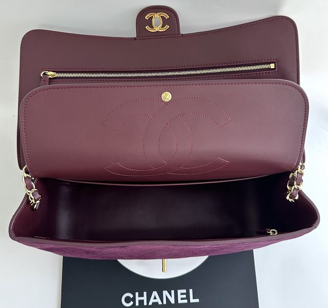CC suede calfskin maxi flap bag AS6281 purple