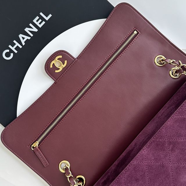 CC suede calfskin maxi flap bag AS6281 purple