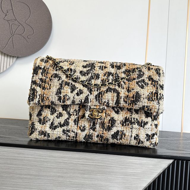 CC tweed maxi flap bag AS6234 black&beige