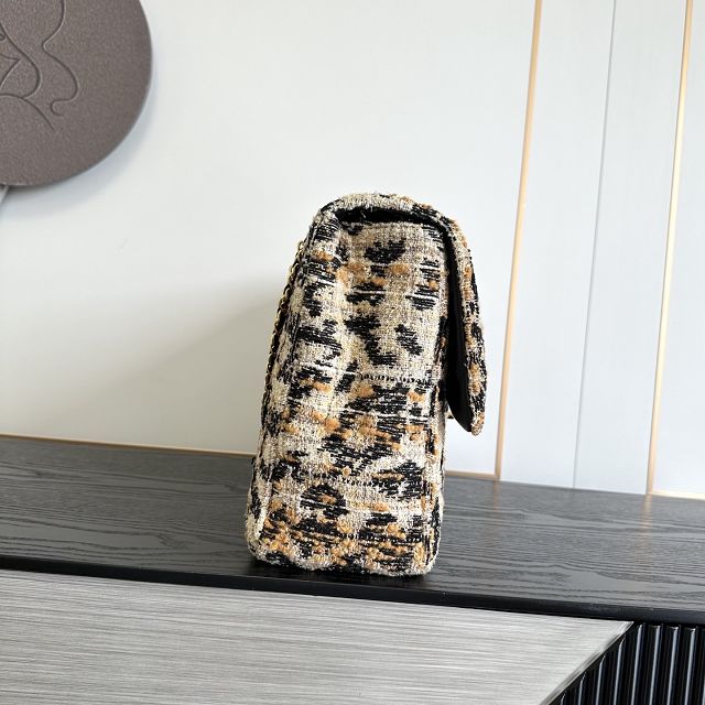 CC tweed maxi flap bag AS6234 black&beige