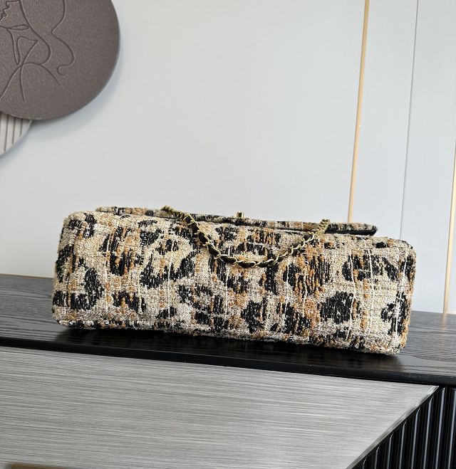 CC tweed maxi flap bag AS6234 black&beige