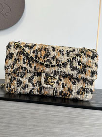 CC tweed maxi flap bag AS6281 black&beige